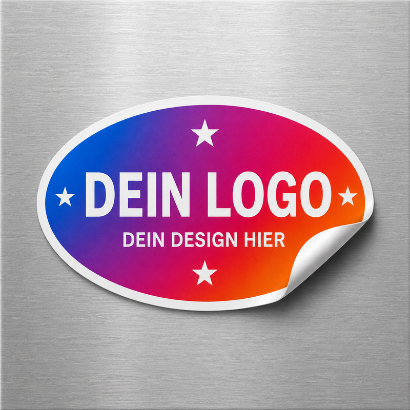 Ovale Sticker individuell bedruckt mit Logo und Motiv