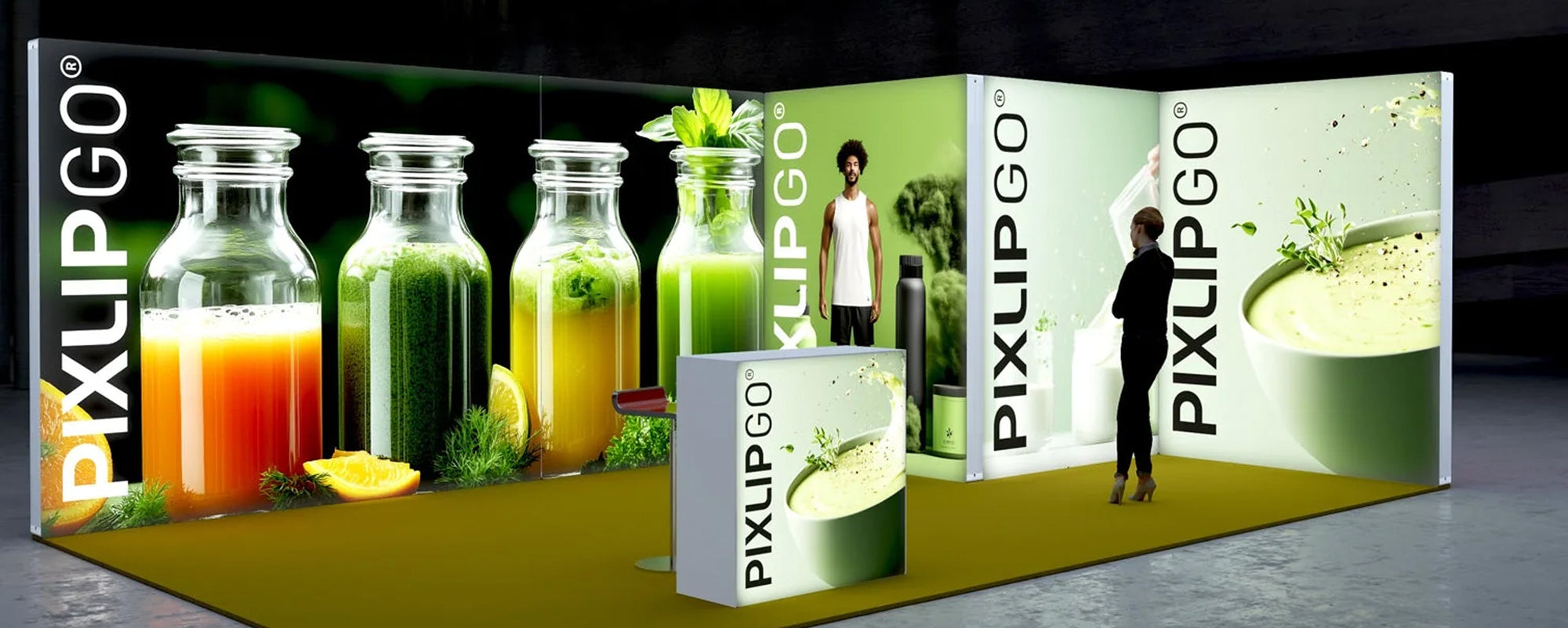 PIXLIP GO LED Messestand – Modulares LED-Messesystem für Messen & Events