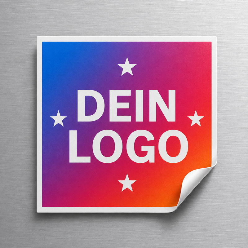 Quadratische Sticker individuell bedruckt mit Logo und Motiv