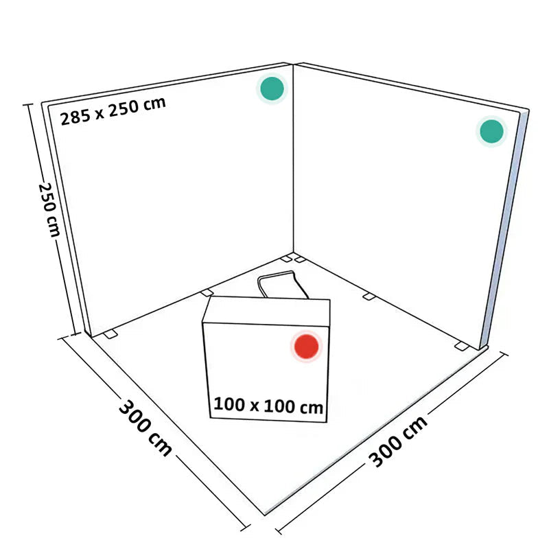 Eck - Messestand 3×3 m inkl. LED - Counter – Set S - 02 - VIS24