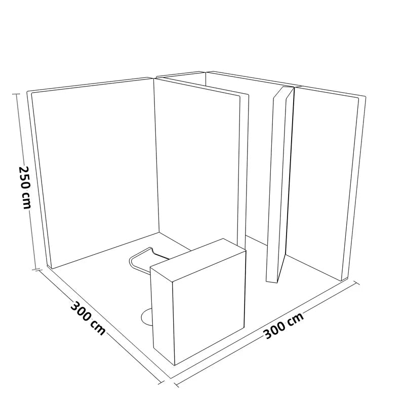 Eck - Messestand 3×3 m inkl. LED - Counter und Kabine – Set S - 16 - VIS24