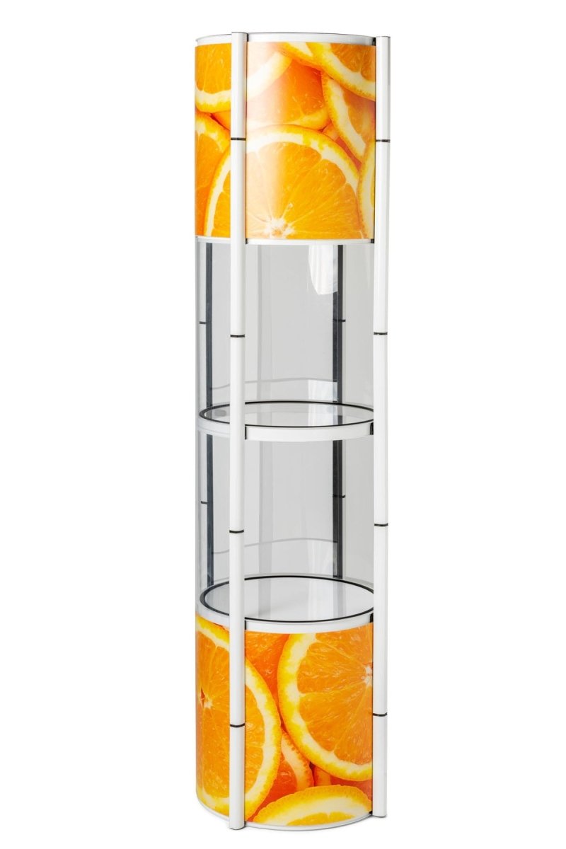 FlexTower – mobile Vitrine mit 4 Ebenen & Lichtfunktion - VIS24