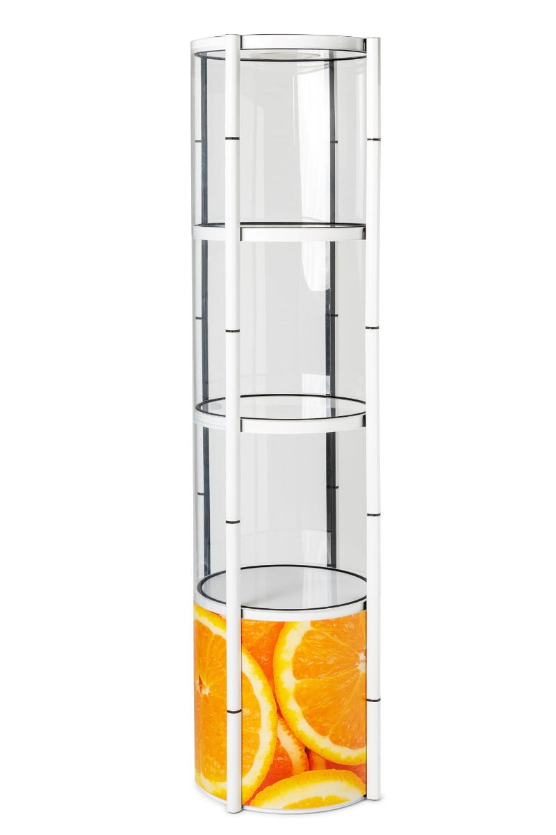 FlexTower – mobile Vitrine mit 4 Ebenen & Lichtfunktion - VIS24
