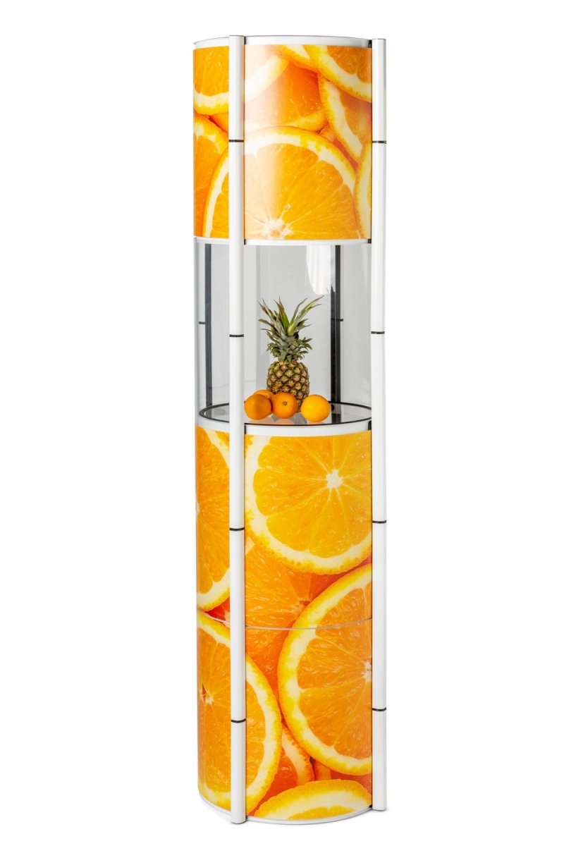 FlexTower – mobile Vitrine mit 4 Ebenen & Lichtfunktion - VIS24