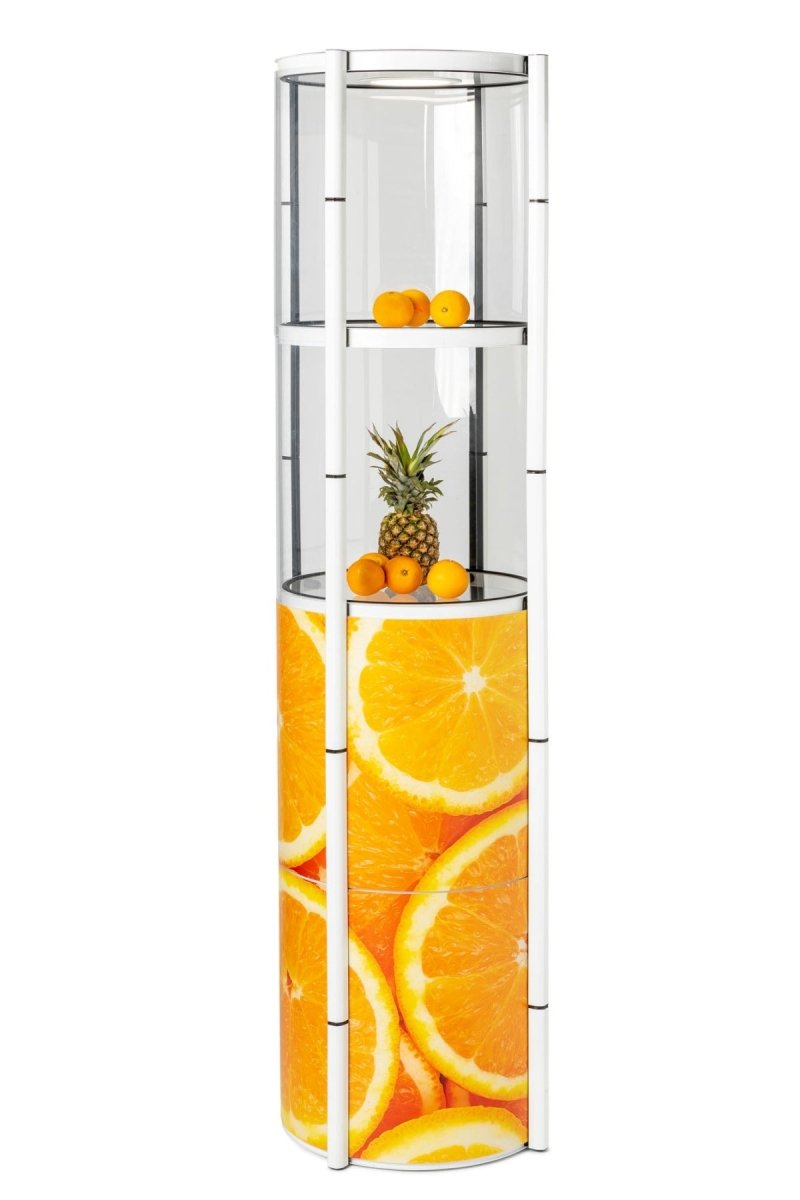 FlexTower – mobile Vitrine mit 4 Ebenen & Lichtfunktion - VIS24