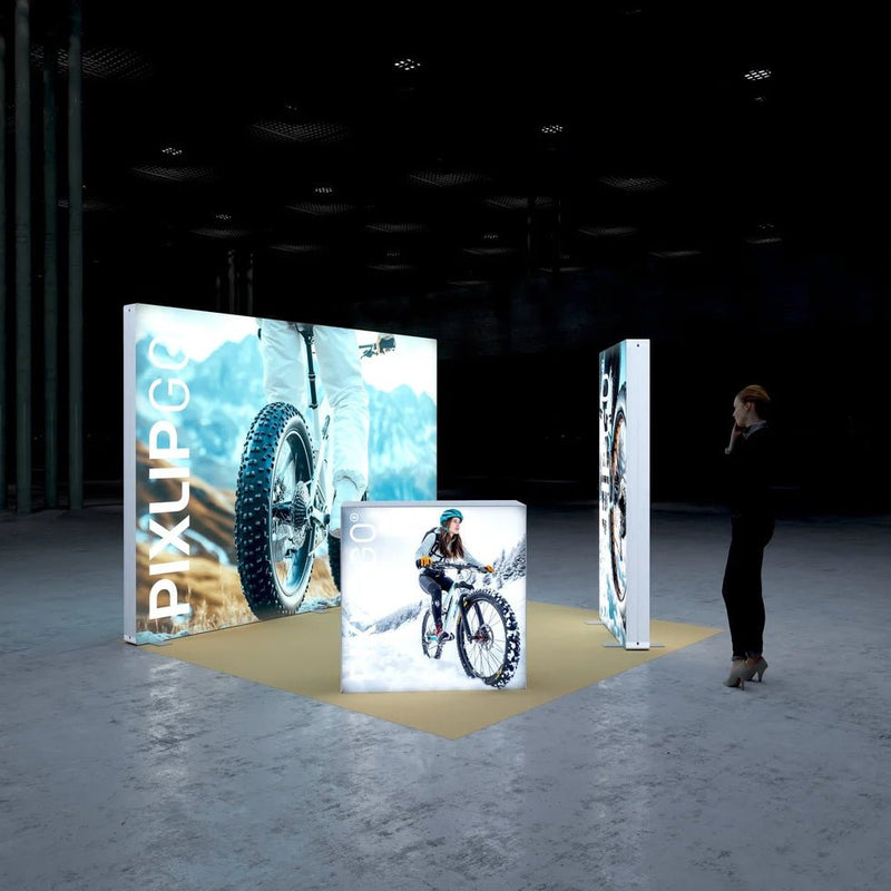 PIXLIP GO Kopfstand 3×3 m Set S-12 – LED Messestand mit Counter - VIS24