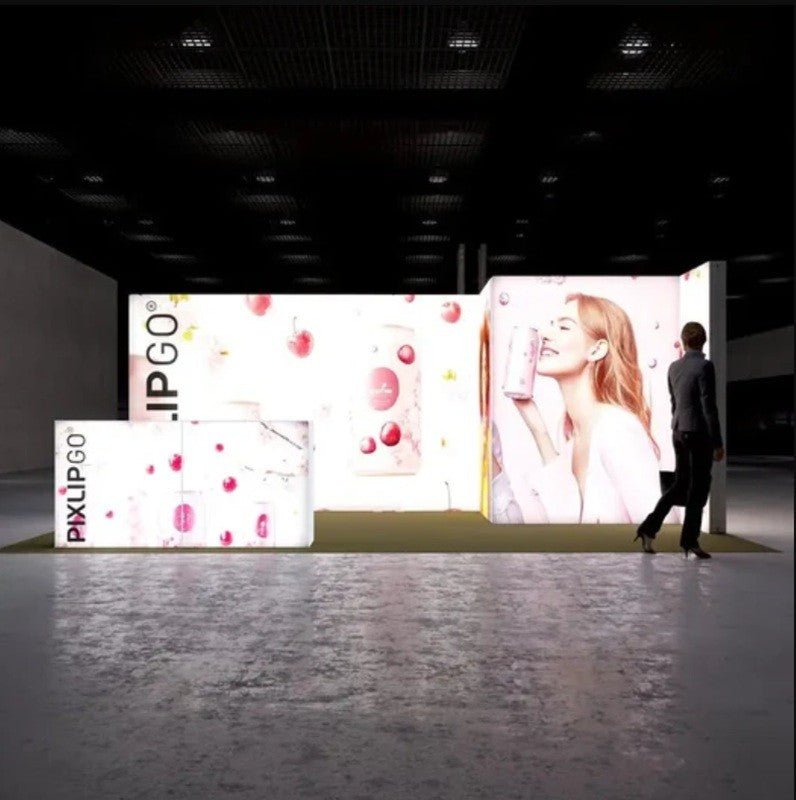 PIXLIP GO Messestand M - 03 – LED Komplettsystem mit Kabine für 6×3 m Standfläche - VIS24