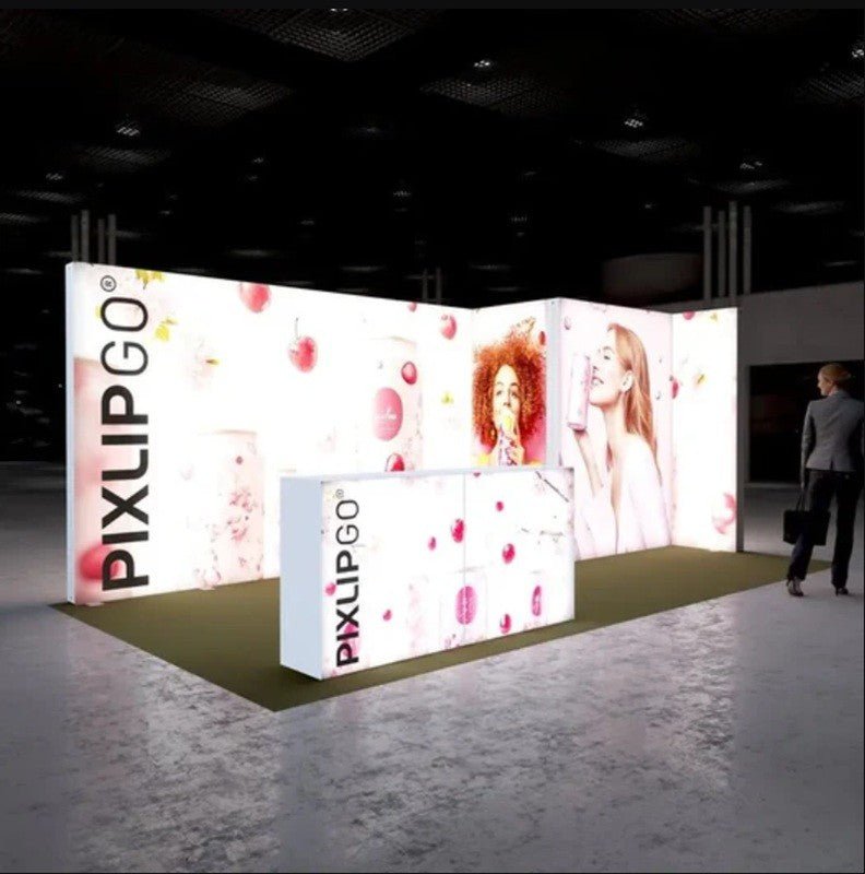 PIXLIP GO Messestand M - 03 – LED Komplettsystem mit Kabine für 6×3 m Standfläche - VIS24