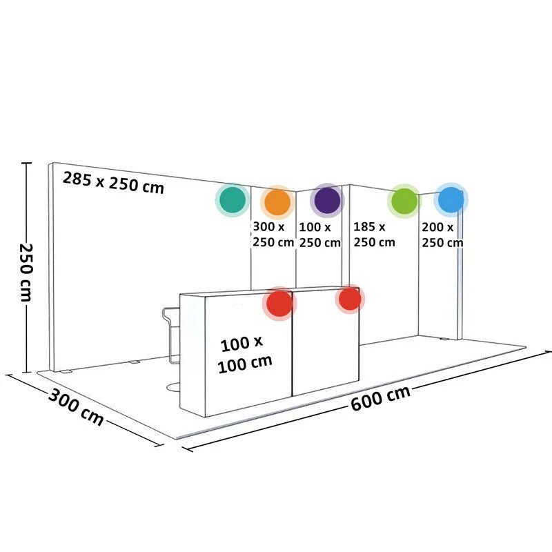 PIXLIP GO Messestand M - 03 – LED Komplettsystem mit Kabine für 6×3 m Standfläche - VIS24