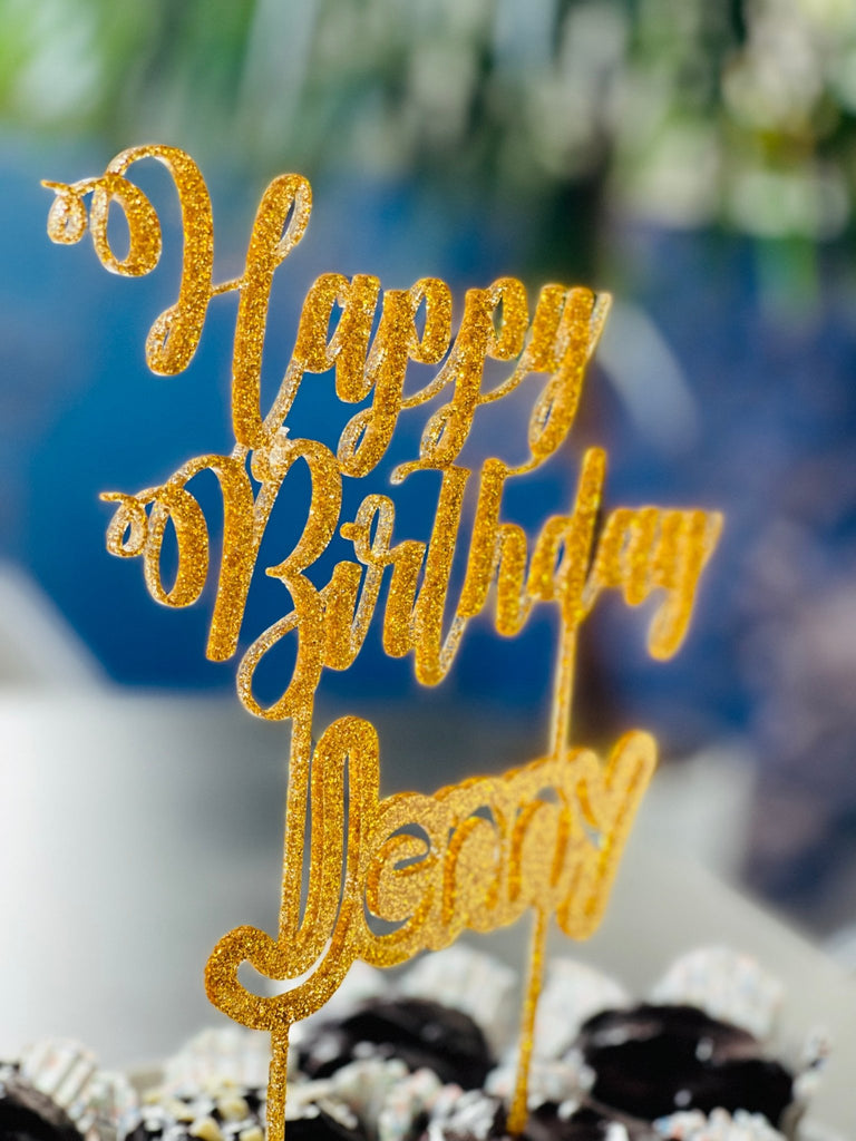 Acrylglas glitzer gold- Happy Birthday