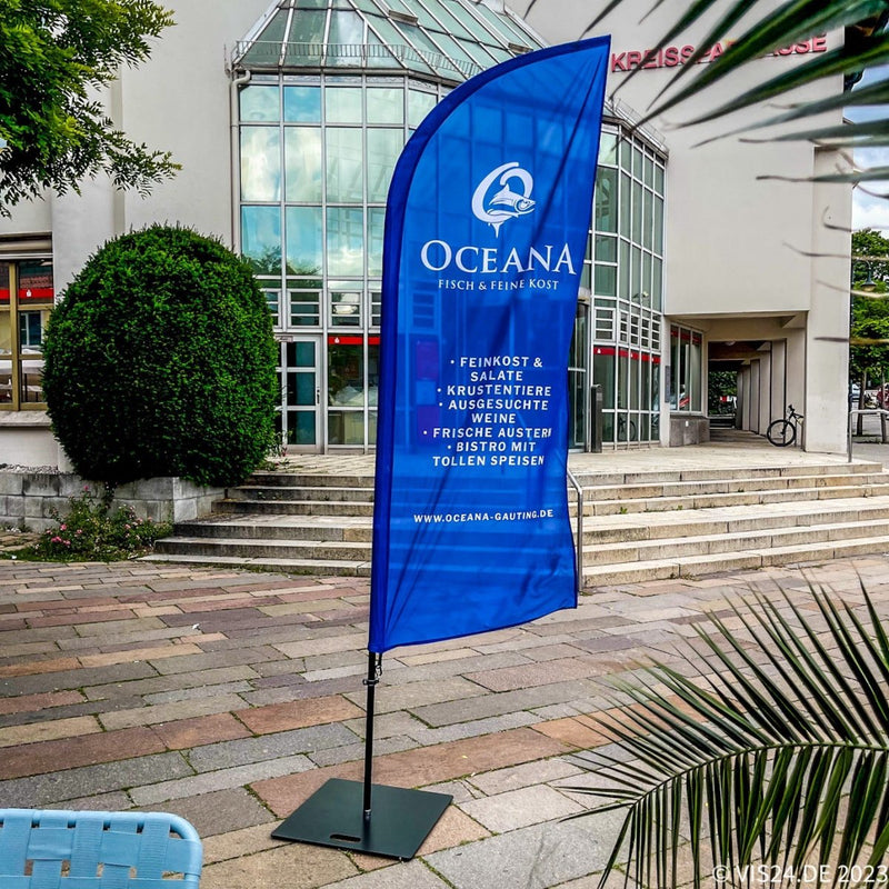 Beachflag Alu-Wind - Geschäfteröffnung