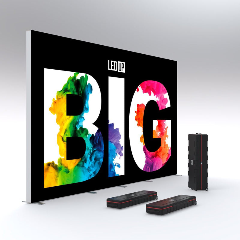 BIG LED-UP Lightbox von vis24druck – Modularer, hinterleuchteter LED-Messeaufsteller für eindrucksvolle Präsentationen auf Messen und Even.