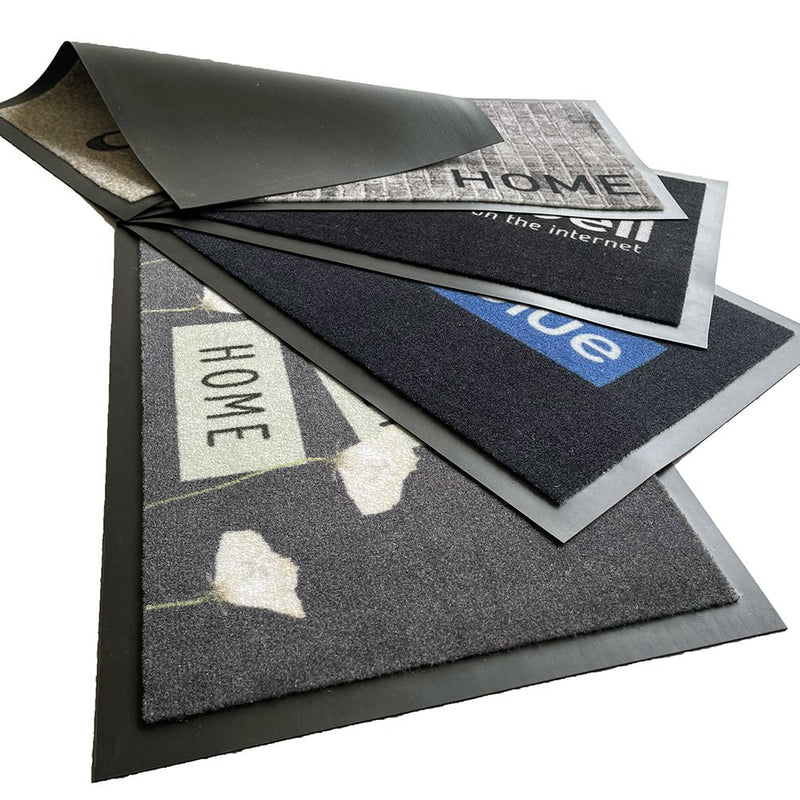 Logomatte mit schwarzem Rand aus Gummi – rutschfest und individuell bedruckbar