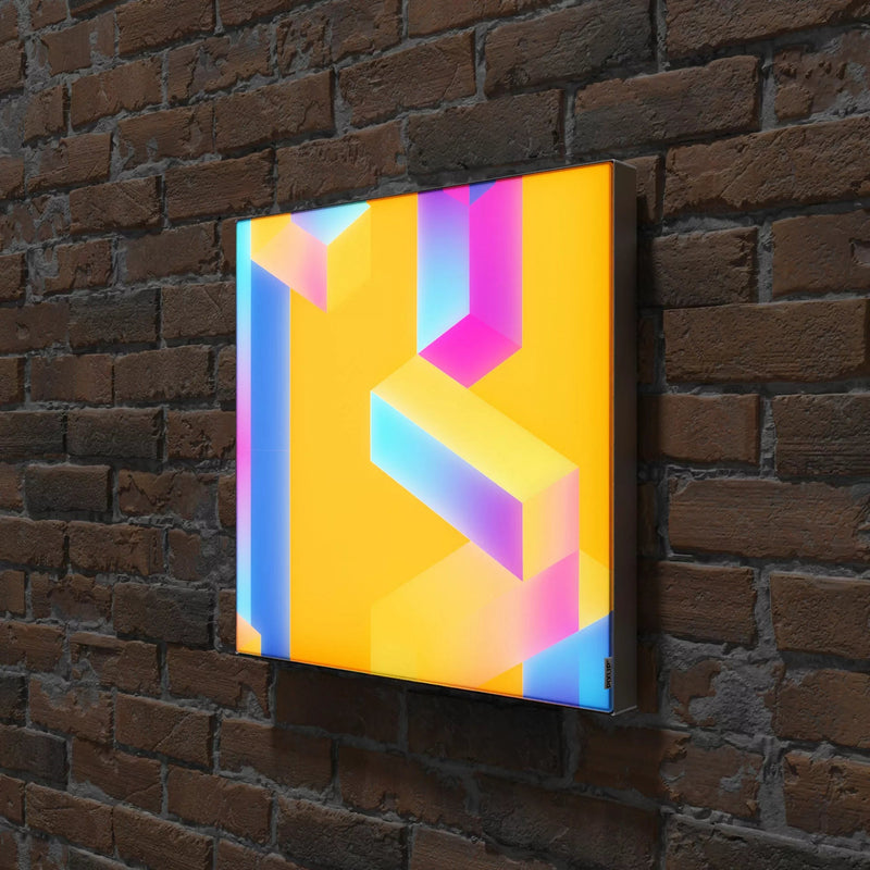 Detailansicht der gleichmäßigen LED-Hintergrundbeleuchtung des 60x60 cm PIXLIP LED Posters.