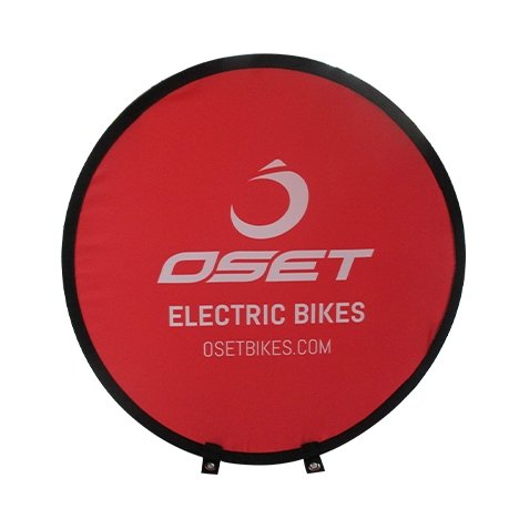 Pop-Up Banner rund, wetterfest und individuell bedruckt