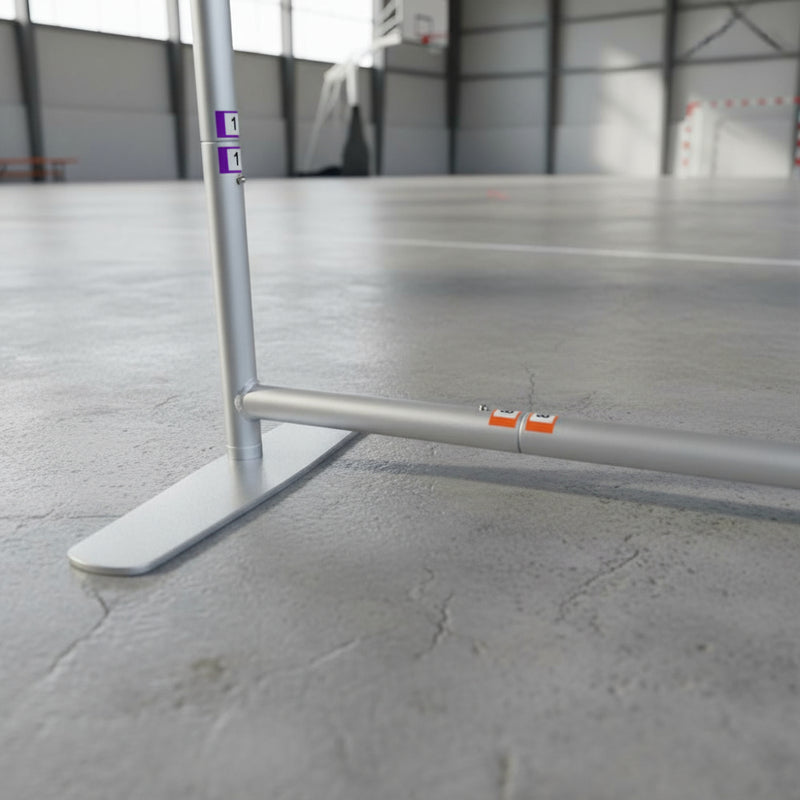 ZipperWall Aluminiumrahmen mit farbigen Aufklebern – markierte Steckverbindungen für schnellen und fehlerfreien Aufbau